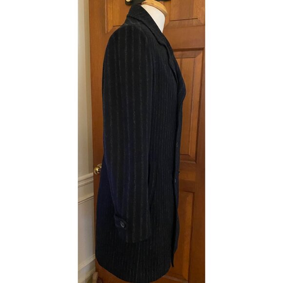 Marc Ecko Double Breasted Chalk Striped Wool Overcoat 40L Heavy Fleece-Lining - Picture 7 of 16
